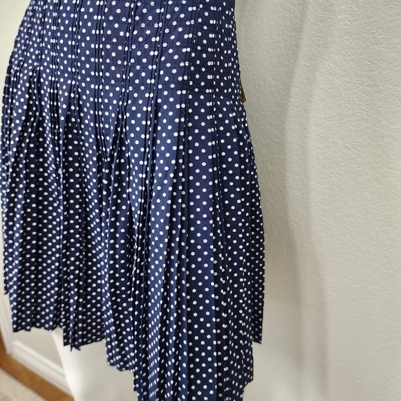 NWT J Crew Navy Polka-dot Pleated Skirt Size 10 - Picture 10 of 11